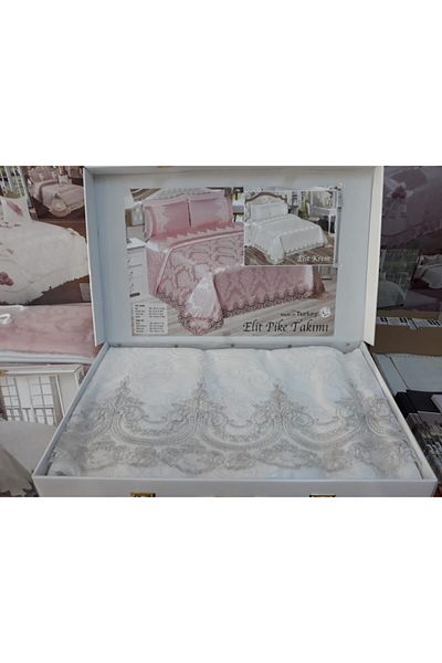 Gedikli Home Collection طقم بيكيه من الدانتيل الفرنسي النخبة قماش بروكيد 6 قطع