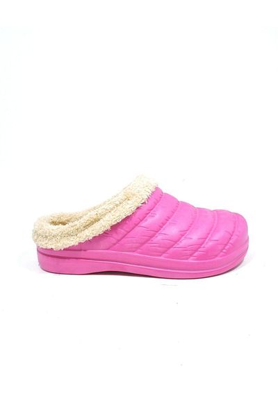 Akınal Bella Γούνινη βελούδινη σόλα Φούξια Χρώμα Eva House Slippers