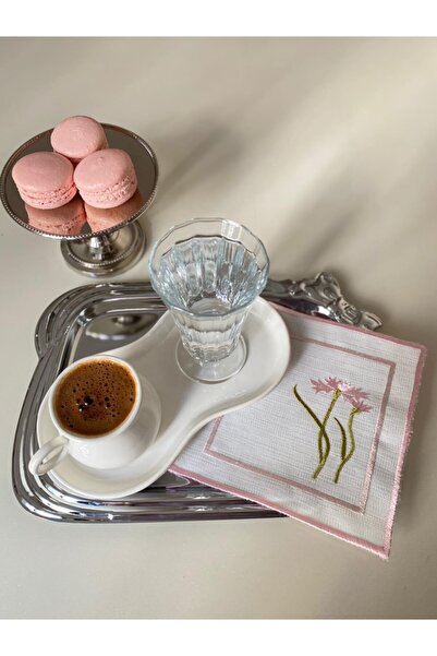 LİNDA MİA Set de 6 Servetele Cocktail Model Flower Roz