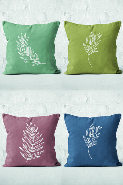 Nish & Royal 4-Piece Special Designed Digital Printed Modern Pillow Throw Pil...