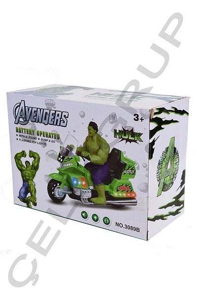 AVENGERS Motorcycle Hulk Lights Sounds Moving