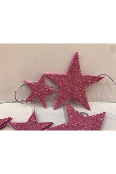 Deniz Party Store Κρεμαστό Φωτιστικό Eva Glitter Διακοσμητικό Αστέρι Μοντέλο Ροζ 1,35 εκ. 1 Τεμάχιο