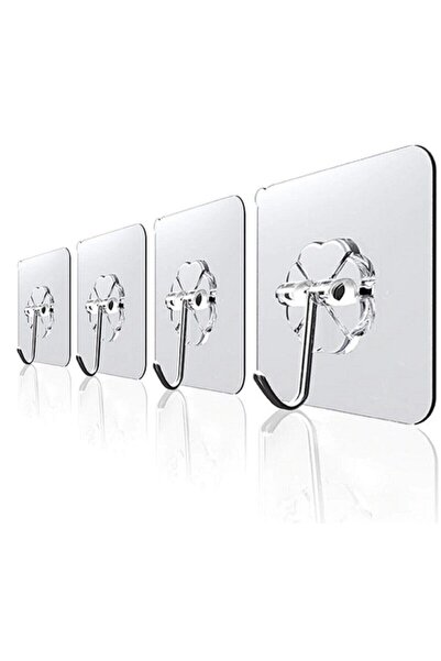 MUTLUHOME 4Pcs Transparent Strong Self Adhesive Door Wall Hangers Heavy Load Bearing