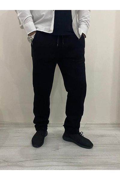 BENESSE Φούτερ Unisex με τρεις κλωστές μαύρο ίσιο πόδι