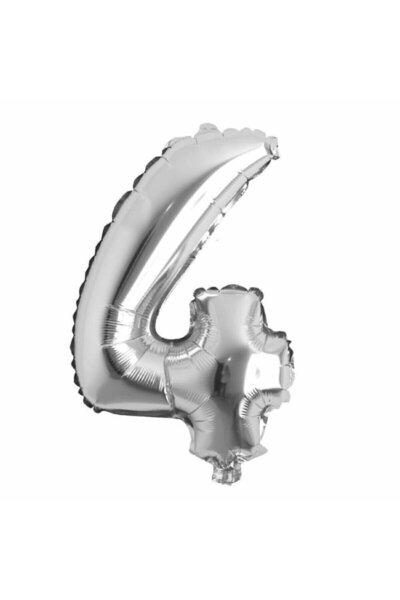 BEST PARTİ DOĞUM GÜNÜ PARTİ SÜSLERİ بالون فويل فضي رقم 4 - (40 بوصة، 100 سم)
