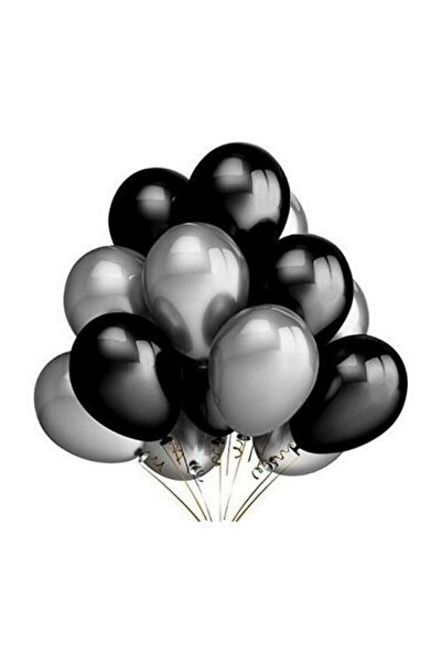 BEST PARTİ DOĞUM GÜNÜ PARTİ SÜSLERİ 30 Party Balloons - Silver - Pastel Black...