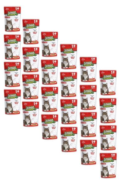 Jungle Pouch Gravy Soslu Biftekli Yaş Kedi Maması 100 Gr (24 Adet)
