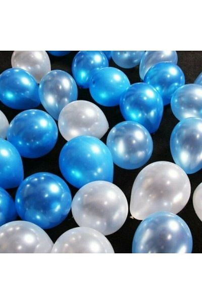 BEST PARTİ DOĞUM GÜNÜ PARTİ SÜSLERİ 20 White-blue Metallic Balloons