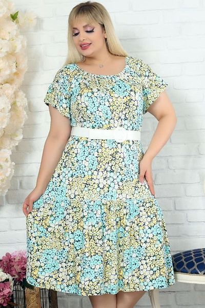 Kheos Φόρεμα Madonna Collar Floral κοντομάνικο με ζώνη άνετο προσαρμοσμένο σχέδιο