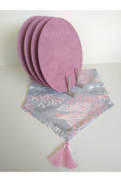 Ayşemce American Service Suit Pink Coral Pattern Runner (4 plăci roz)