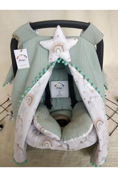 Raduga Collection Puset Örtüsü+puset Minderi+puset Çarşafı 3'lü Set Koyu Yeşi...