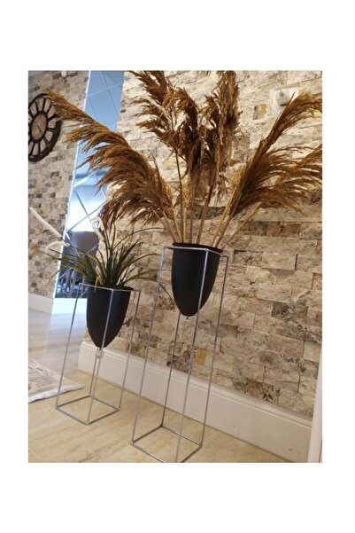 Besthırdavat Best Hırdavat Dekoratif 2'li Krom Kaplı Çiçeklik Saksılık