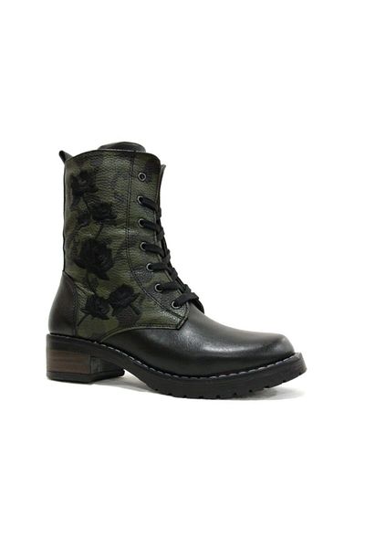 Polaris Khaki Lace-up Zippered Boots