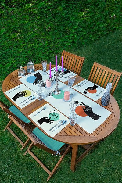 Realhomes 4+1 Floral Designed Hand Motif American Service Runner Set