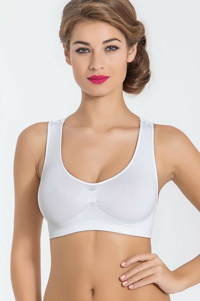 Bestin Sutien sport confortabil pentru femei, alb, fără pad, cu bretele groase
