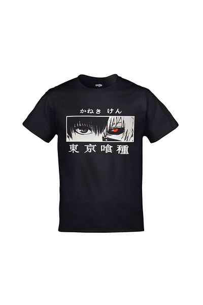Orijin Tekstil Tokyo Ghoul Kaneki Ken Eyes Printed Unisex Black T-shirt