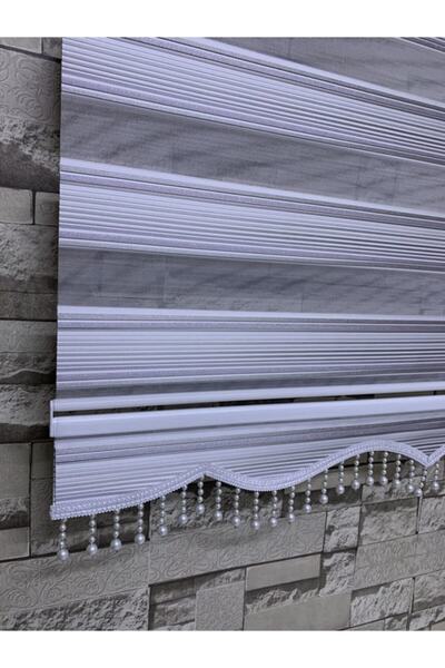 PERDECİNİZ Simli Mini Plise Zebra Perde(etek Boncuklu)