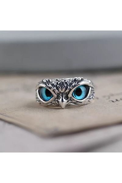 Köstebek Retro Vintage Owl Adjustable Ring