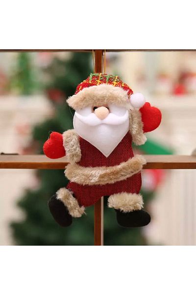 QUEEN AKSESUAR New Year Christmas Collectible Large Furry Fabric Pine Tree Ornament Santa Claus Decoration