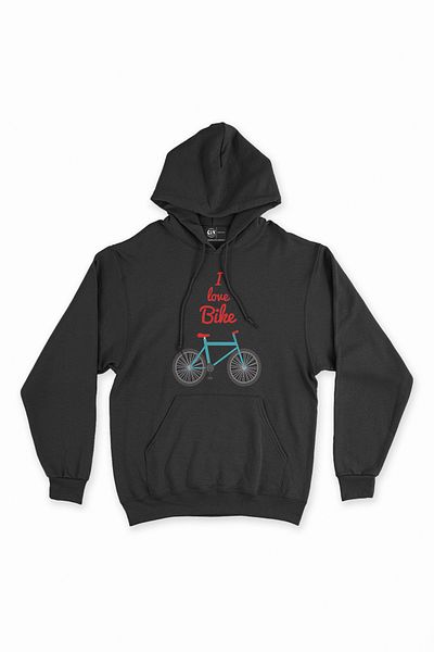 Cix Hanorac negru cu glugă I Love Bike - Hanorac