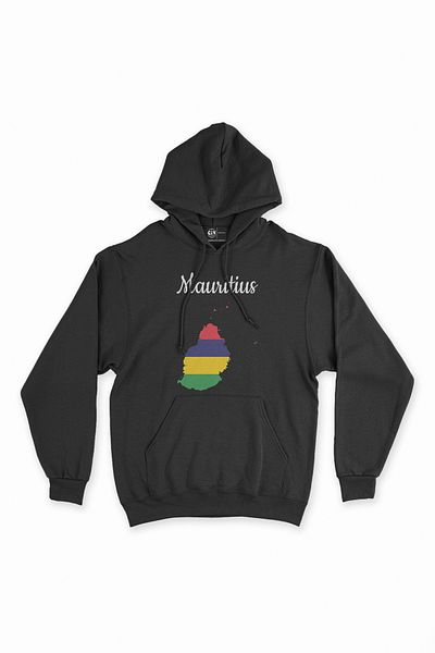 Cix Hanorac negru cu glugă Mauritius - Hanorac cu glugă cu hartă și steaguri