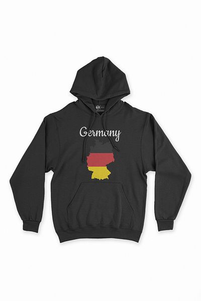 Cix Hanorac negru cu glugă Hanorac cu glugă cu hartă și steagul Germaniei
