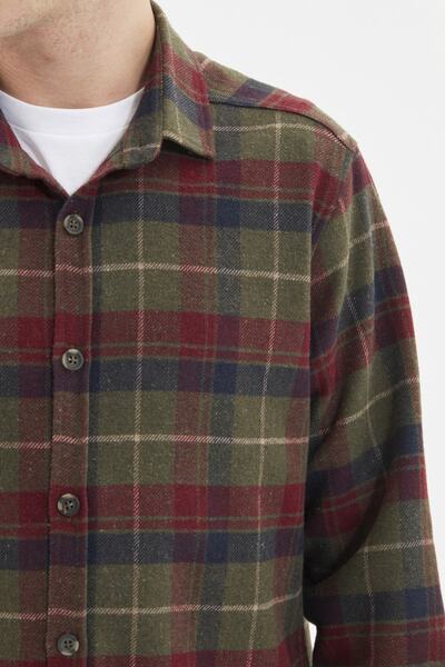 Trendyol Collection Téli khaki kockás favágó ing - normál szabású TMNAW21GO0024