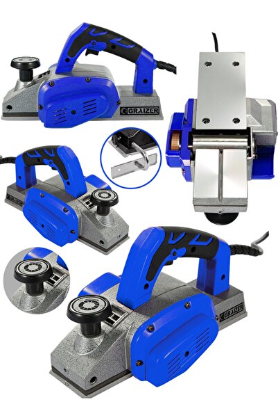 Graizer Alman Turbo 3600 Watt Bakir Sargılı Metal Şanzuman Çift Bıçakli Planya Rende Makinesi Mavi