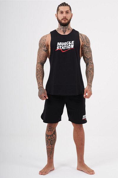 Muscle Station Musclestation Toughman Tank Top M Singlet - Negru