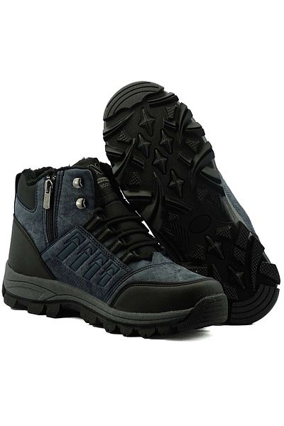 WHİTE CASTLE Ανδρικές μπότες από γούνα Navy Blue με φερμουάρ, ανθεκτικές στο κρύο 36-47 Whtx6