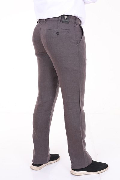 R-Germen Men's Regular Fit Medium Fit Smoked Russian Linen Trousers