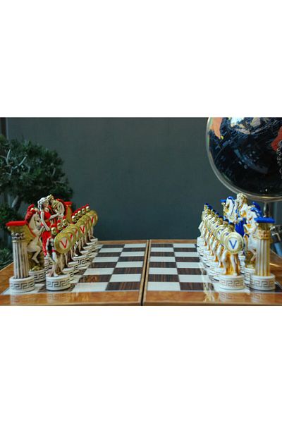 megame Backgammon and Chess Set 2 in 1 Hand Painted Chess Figures Luxury Gift Decoration Backgammon