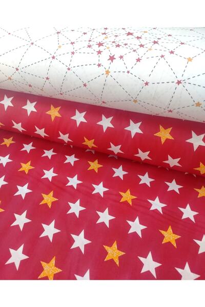 Wella Home Жовтий Червоний Чумацький Шлях Зірки Поплін / Акфіл Тканина 240 Ширина