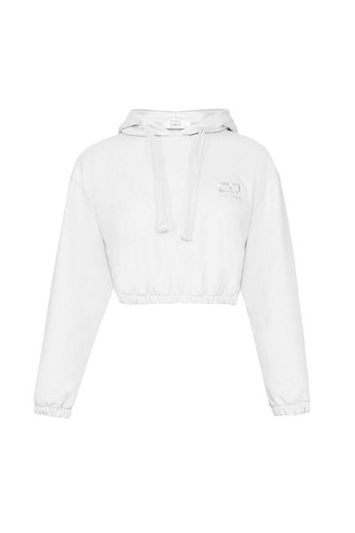 Wear Three Points Women's White Crop Sweatshirt