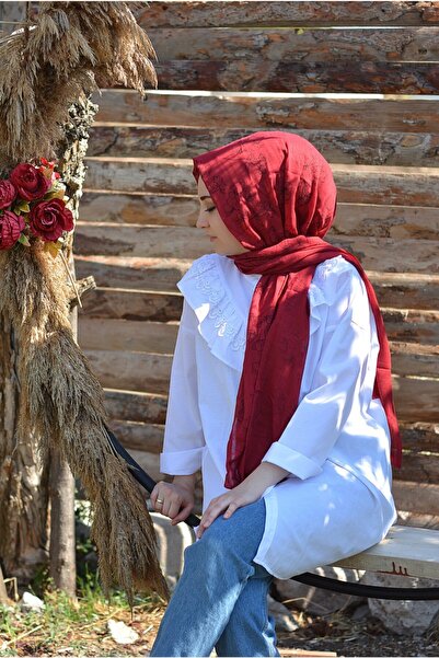 Veille Flower Patterned Red Shawl