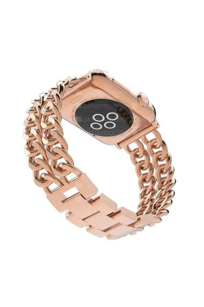 AktarMobile Watch 9 8 7 6 Se 5 4 3 2 1 - 42 / 44 / 45 Mm Uyumlu Zincirli Meta...