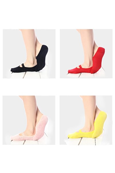 ENNA MODA Özel Kaymaz Tabanlı Pilates Ve Yoga Çorap 4lü Set-3, Beden 37-42