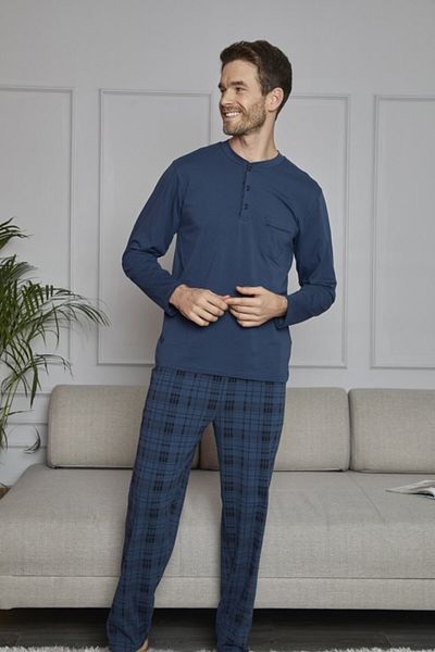 çorapdunyam Σετ ανδρικών μακριών πιτζάμες Kly Midi Collar Indigo