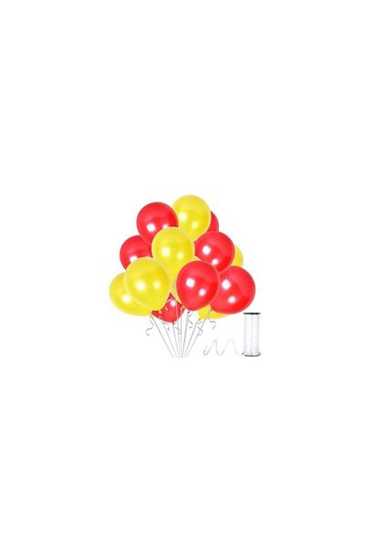 BEST PARTİ DOĞUM GÜNÜ PARTİ SÜSLERİ 100 Pieces Yellow Red Balloon + Balloon Chain Gift