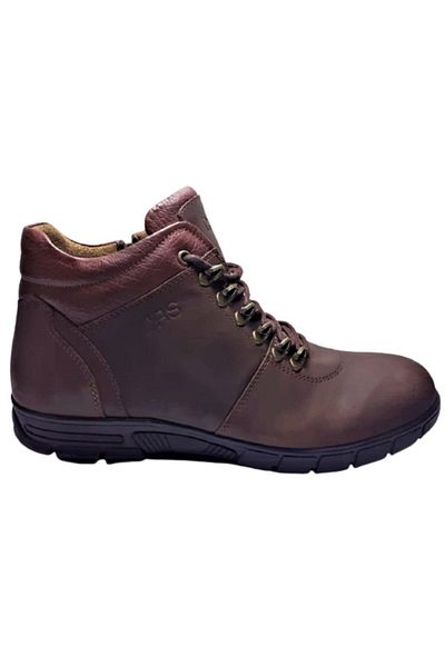 Crisso Men's Genuine Leather Casual Zippered Lace-up Thermo Sole Warm Lining Boots