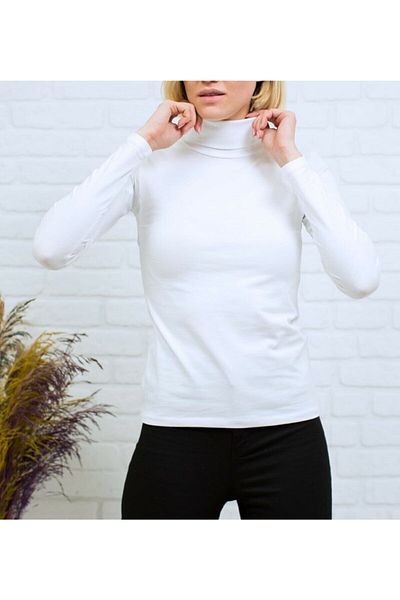 sevdalı Women's White Long Sleeve Full Neck Bodysuit
