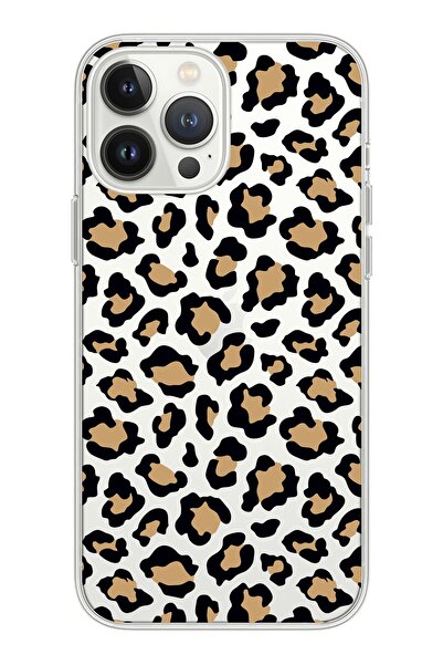 shoptocase Iphone 13 Promax Şeffaf Leopar Desenli Telefon Kılıfı