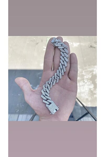 tesbihtane Cuban Chain Silver Renk Bileklik