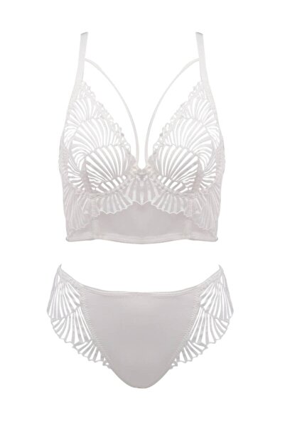 NBB 4744 Ecru Black Transparent Lace Unpadded Bra