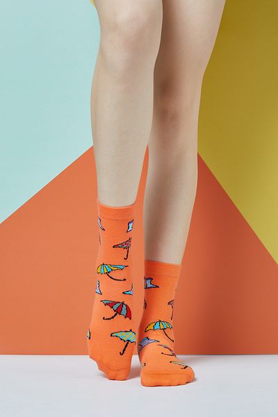 The Socks Company Дамски многоцветни чадъри и ботуши с шарени чорапи
