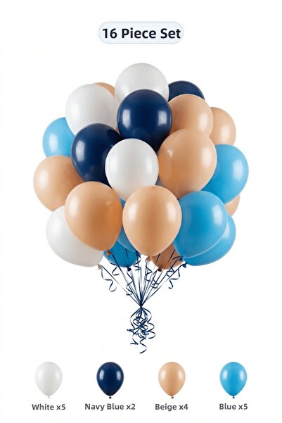 BALOMİS Wedding Balloon Set White Blue 16 Pieces Bride Groom Decoration Party...