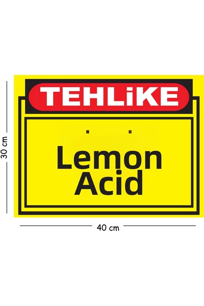Mayeka Metal Danger Citric Acid 30X40 cm A3 Warning Work Safety Sign
