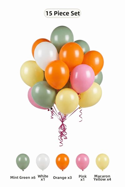 BALOMİS Magic Themed Balloon Set Mold Green Orange 15 Pieces Girls Birthday P...