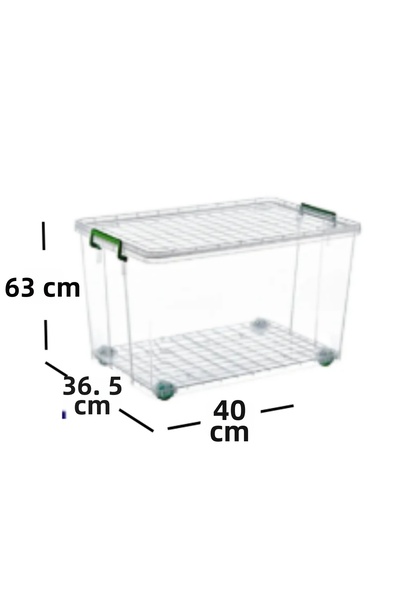Generic Brand Wheeled Storage Box 75 Liters Transparent 3 Pieces Storage Container Kitchen/Bathroom Multi-Purpose