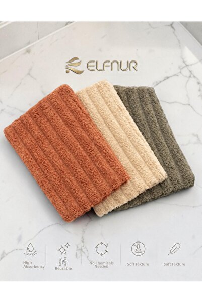 elfnur (3 Pieces) Microfiber Soft Textured Cleaning Cloth 30*30 cm Kitchen Cl...